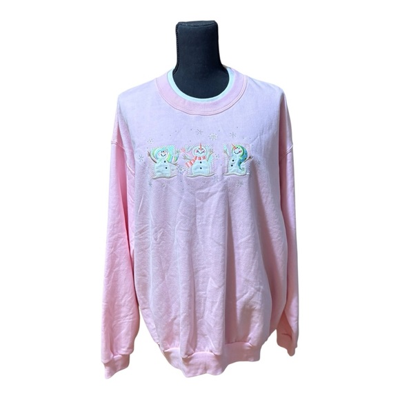 Tops - Decorated Originals Pink Sweatshirt with Snowman Embroidery